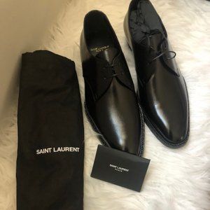 NEW-Saint Laurent wyatt 25 lace up gran ecrasse